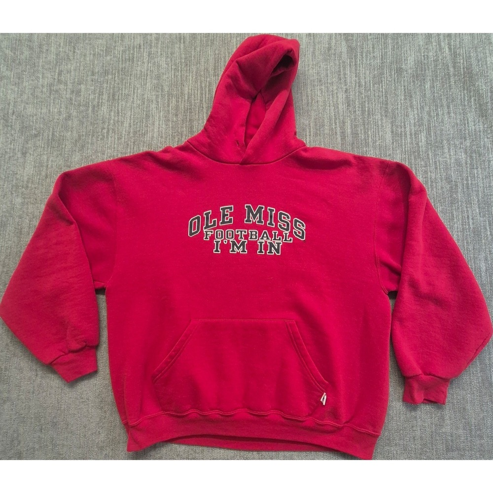 Ole Miss Rebels "Football I'm In" red hoodie sweatshirt XL front pocket HYDR